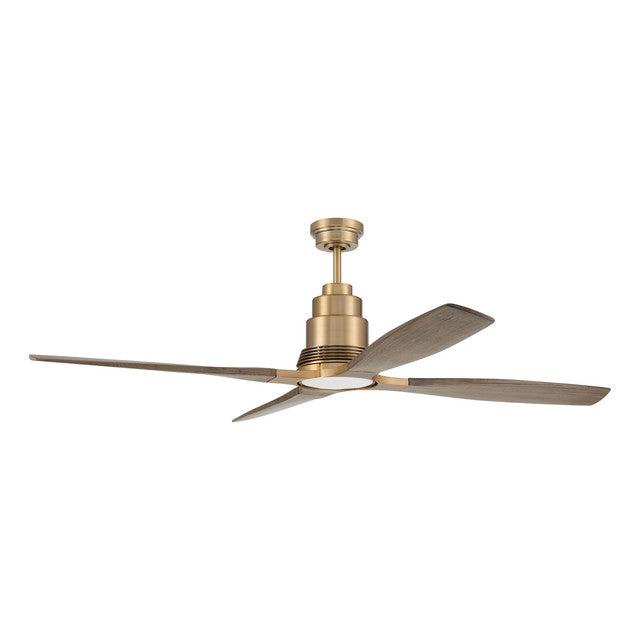 RIC60SB4 - Ricasso 60" 4 Blade Ceiling Fan with Light Kit - Remote & Wall Control - Satin Brass