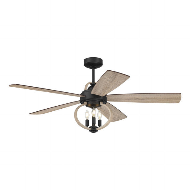 RSE52FB5 - Reese 52" 5 Blade Indoor / Outdoor Ceiling Fan with Light Kit - Wi-Fi Remote Control - Flat Black