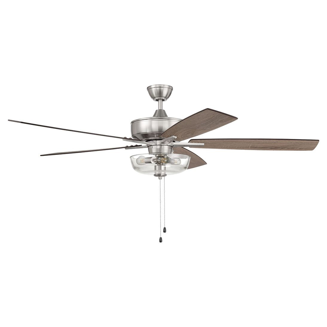 S101BNK5-60DWGWN - Super Pro 101 60" 5 Blade Ceiling Fan with Light Kit - Pull Chain - Brushed Polis