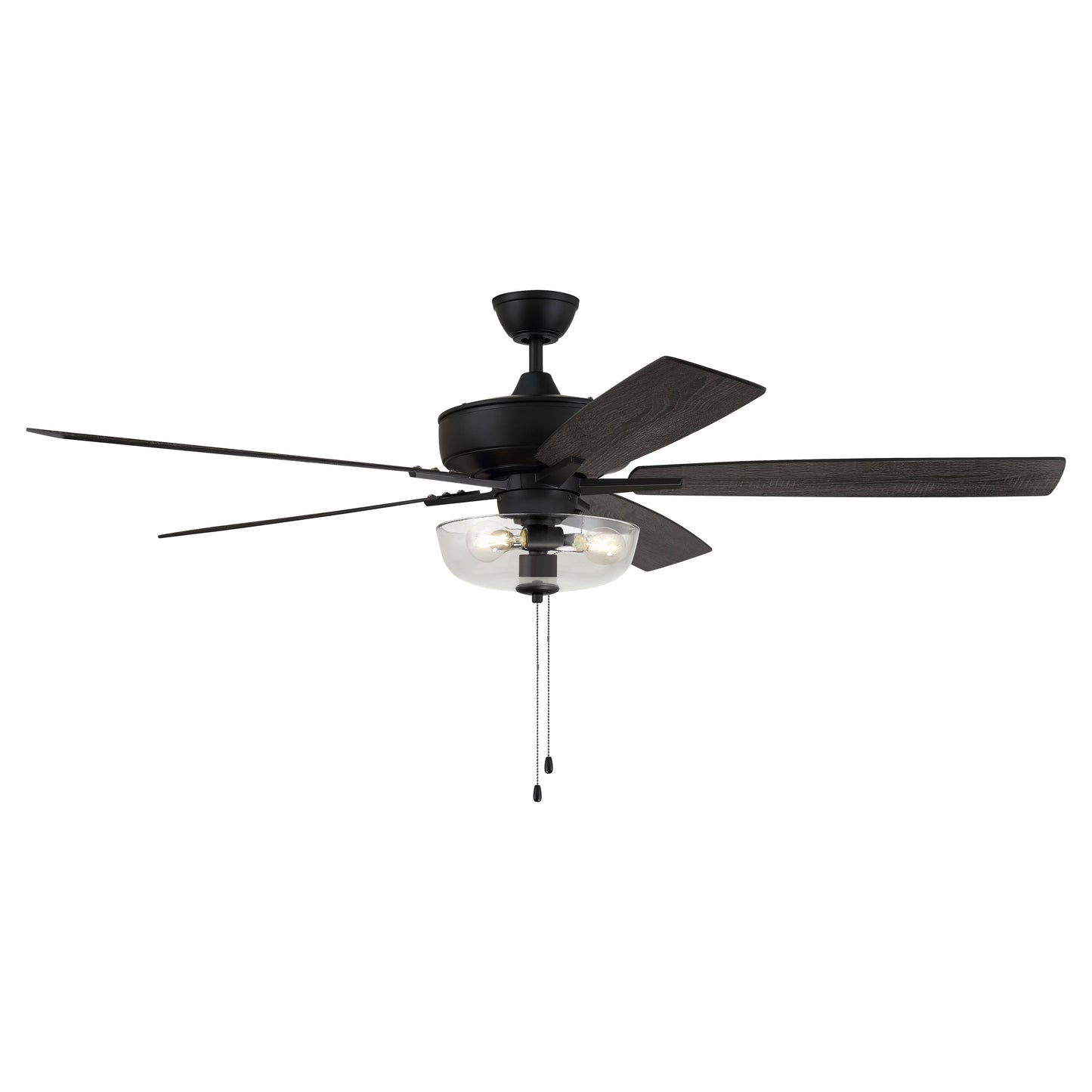 S101FB5-60FBGW - Super Pro 101 60" 5 Blade Ceiling Fan with Light Kit - Pull Chain - Flat Black