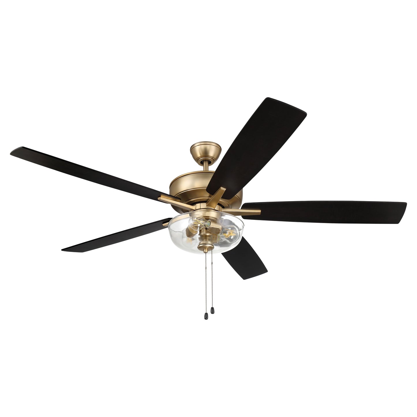 S101SB5-60BWNFB - Super Pro 101 60" 5 Blade Ceiling Fan with Light Kit - Pull Chain - Satin Brass