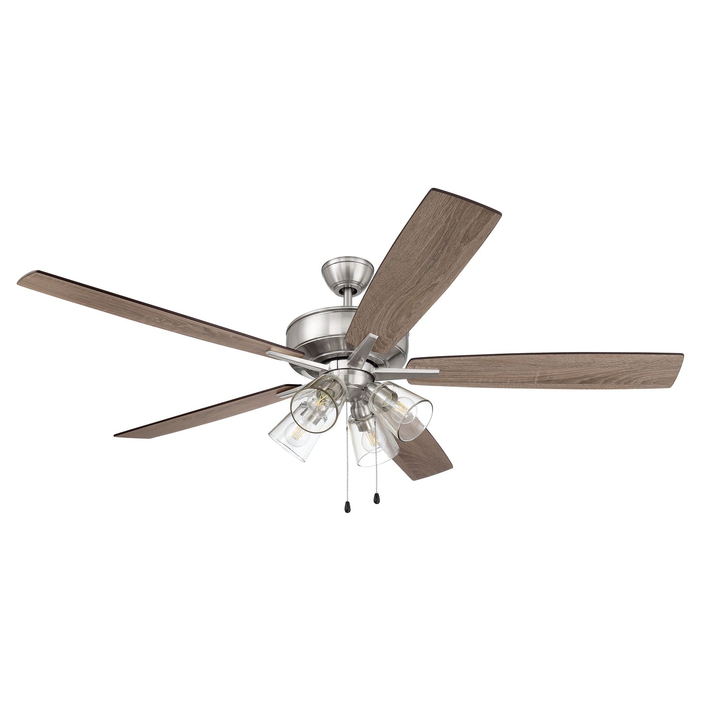 S104BNK5-60DWGWN - Super Pro 104 60" 5 Blade Ceiling Fan with Light Kit - Pull Chain - Brushed Polis