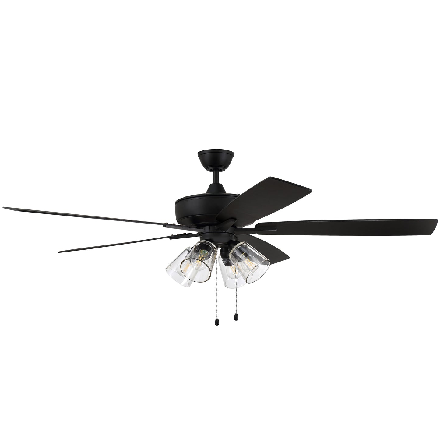 S104FB5-60FBGW - Super Pro 104 60" 5 Blade Ceiling Fan with Light Kit - Pull Chain - Flat Black