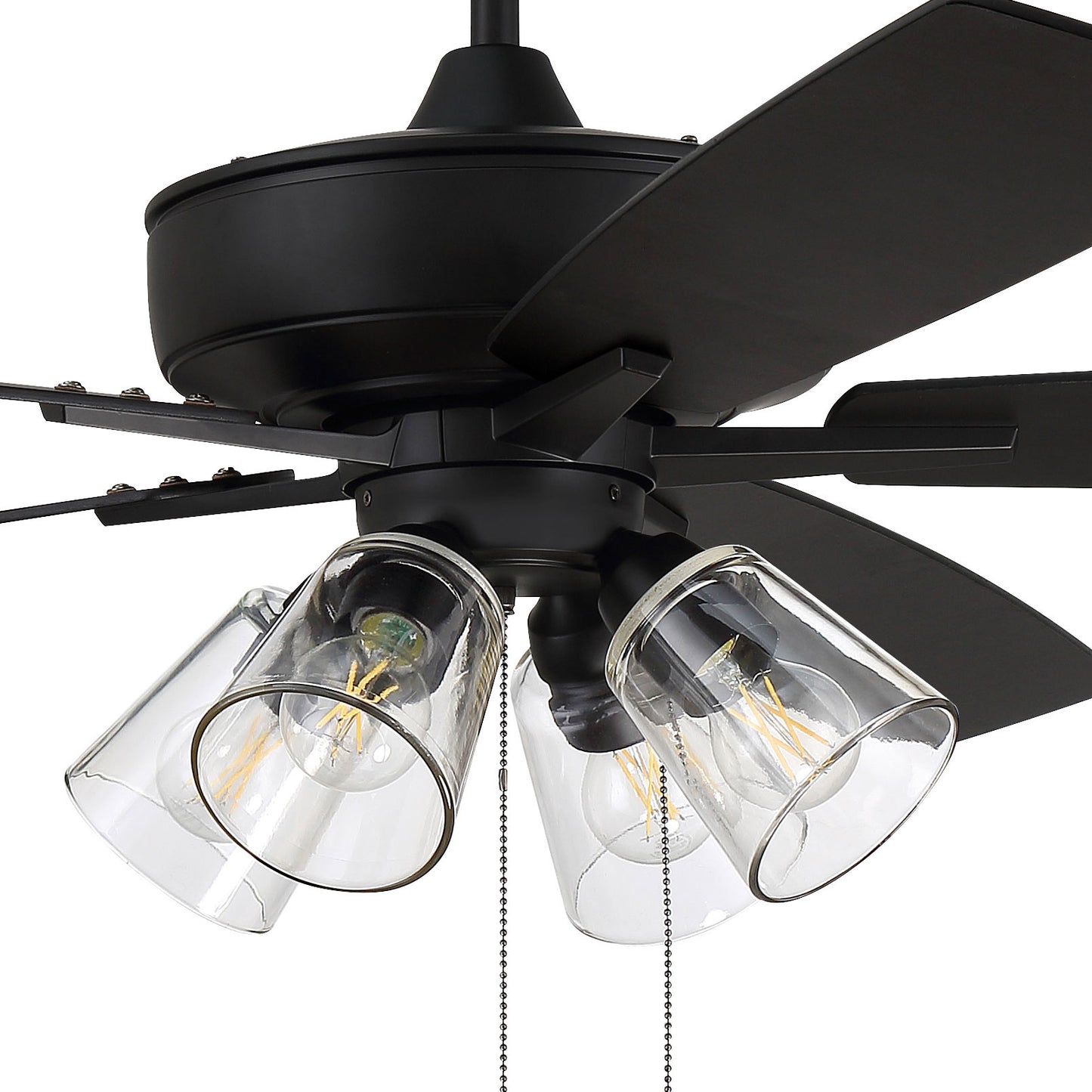 S104FB5-60FBGW - Super Pro 104 60" 5 Blade Ceiling Fan with Light Kit - Pull Chain - Flat Black