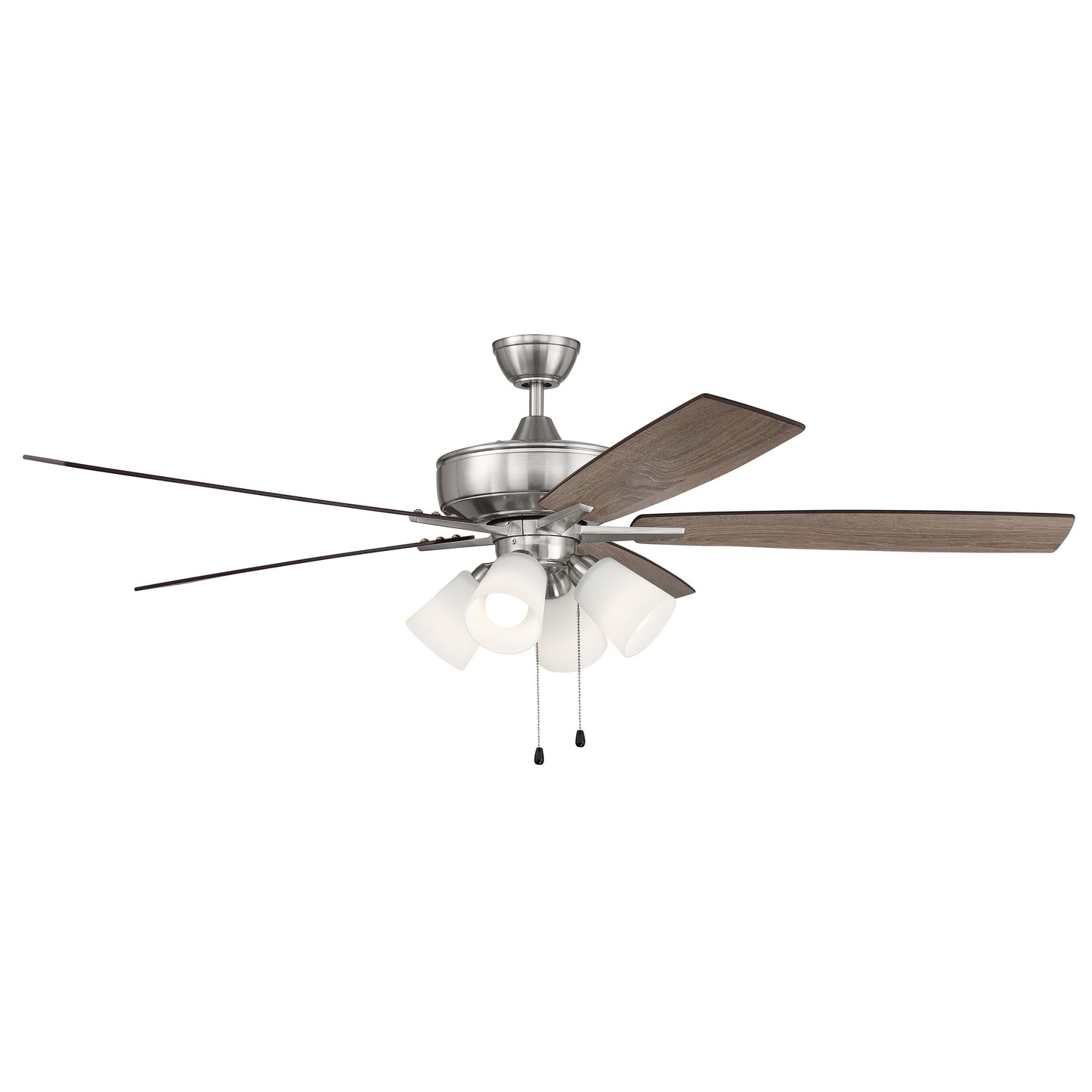 S114BNK5-60DWGWN - Super Pro 114 60" 5 Blade Ceiling Fan with Light Kit - Pull Chain - Brushed Polis