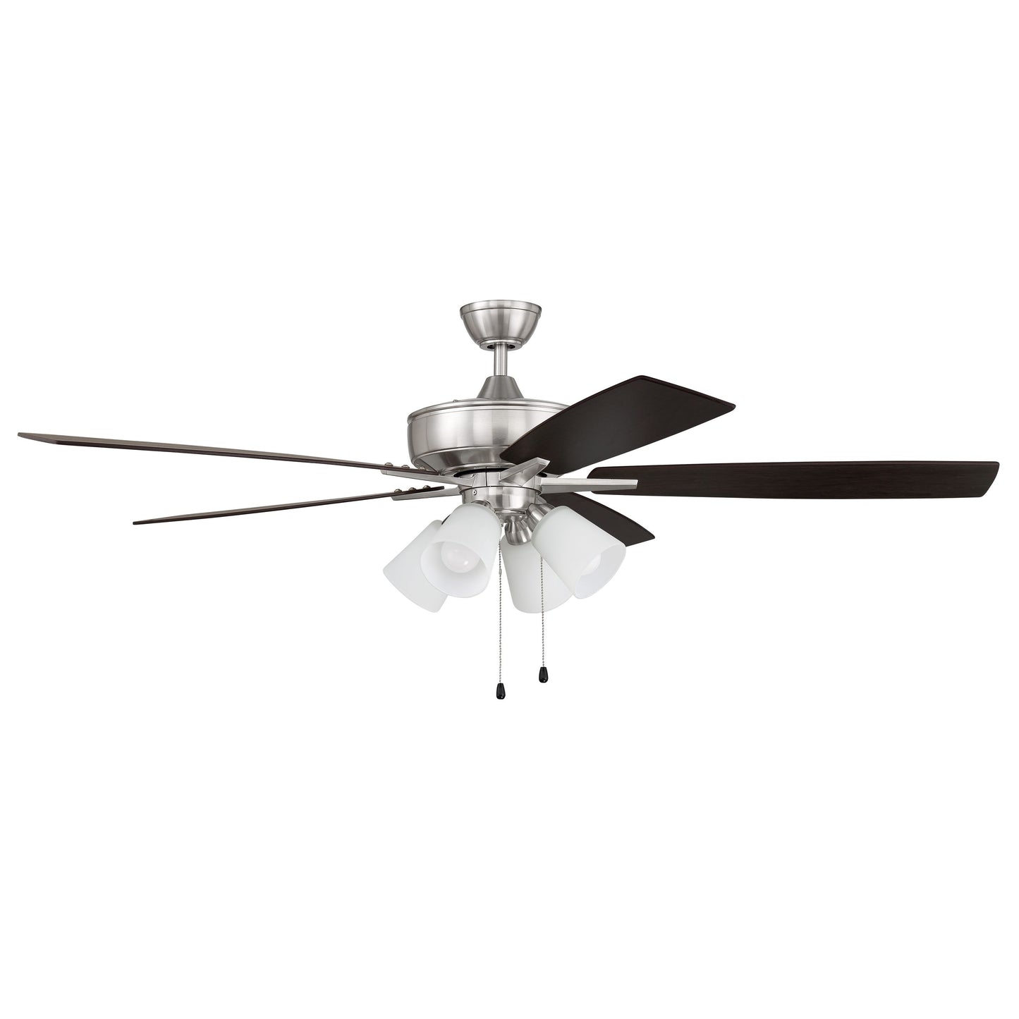 S114BNK5-60DWGWN - Super Pro 114 60" 5 Blade Ceiling Fan with Light Kit - Pull Chain - Brushed Polis