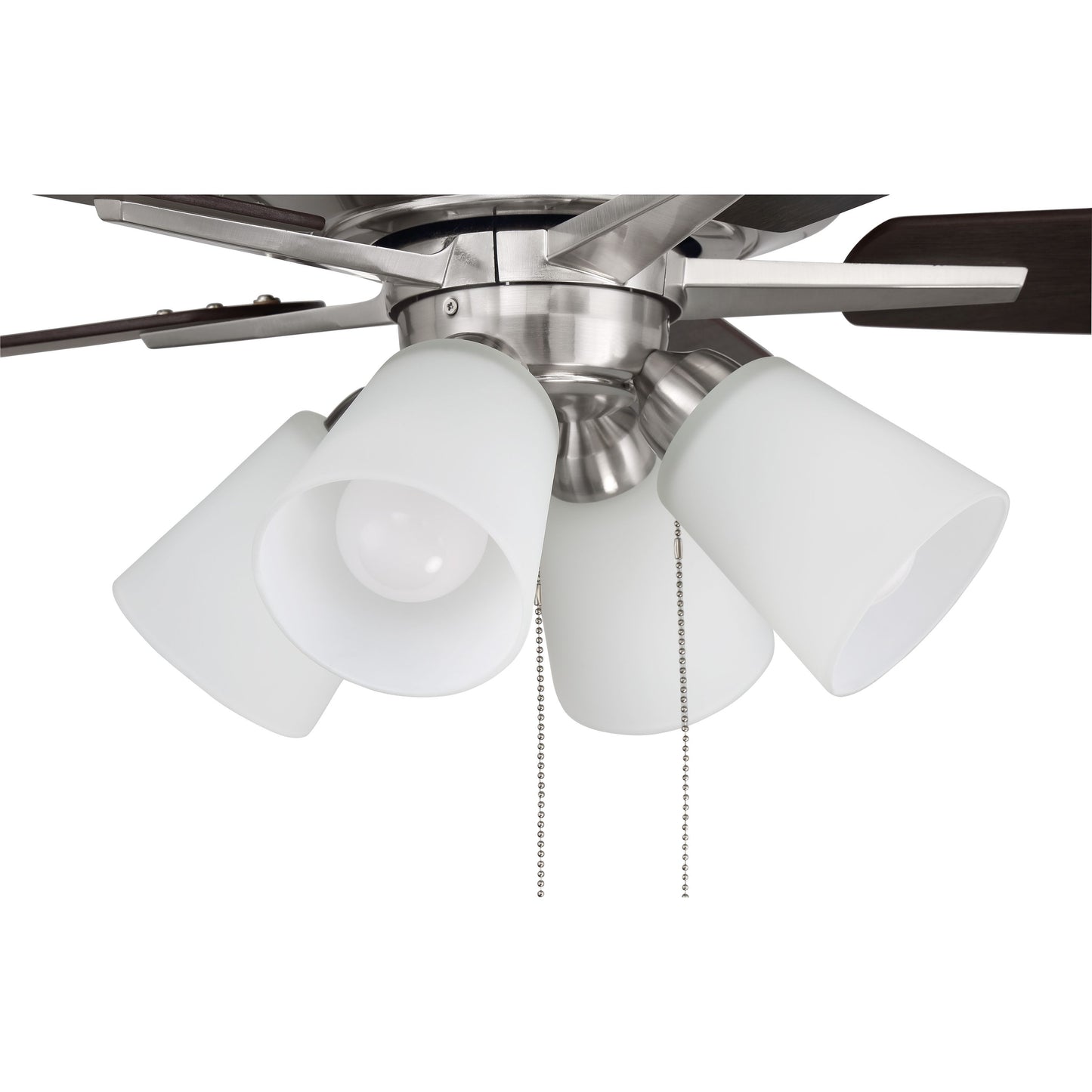 S114BNK5-60DWGWN - Super Pro 114 60" 5 Blade Ceiling Fan with Light Kit - Pull Chain - Brushed Polis