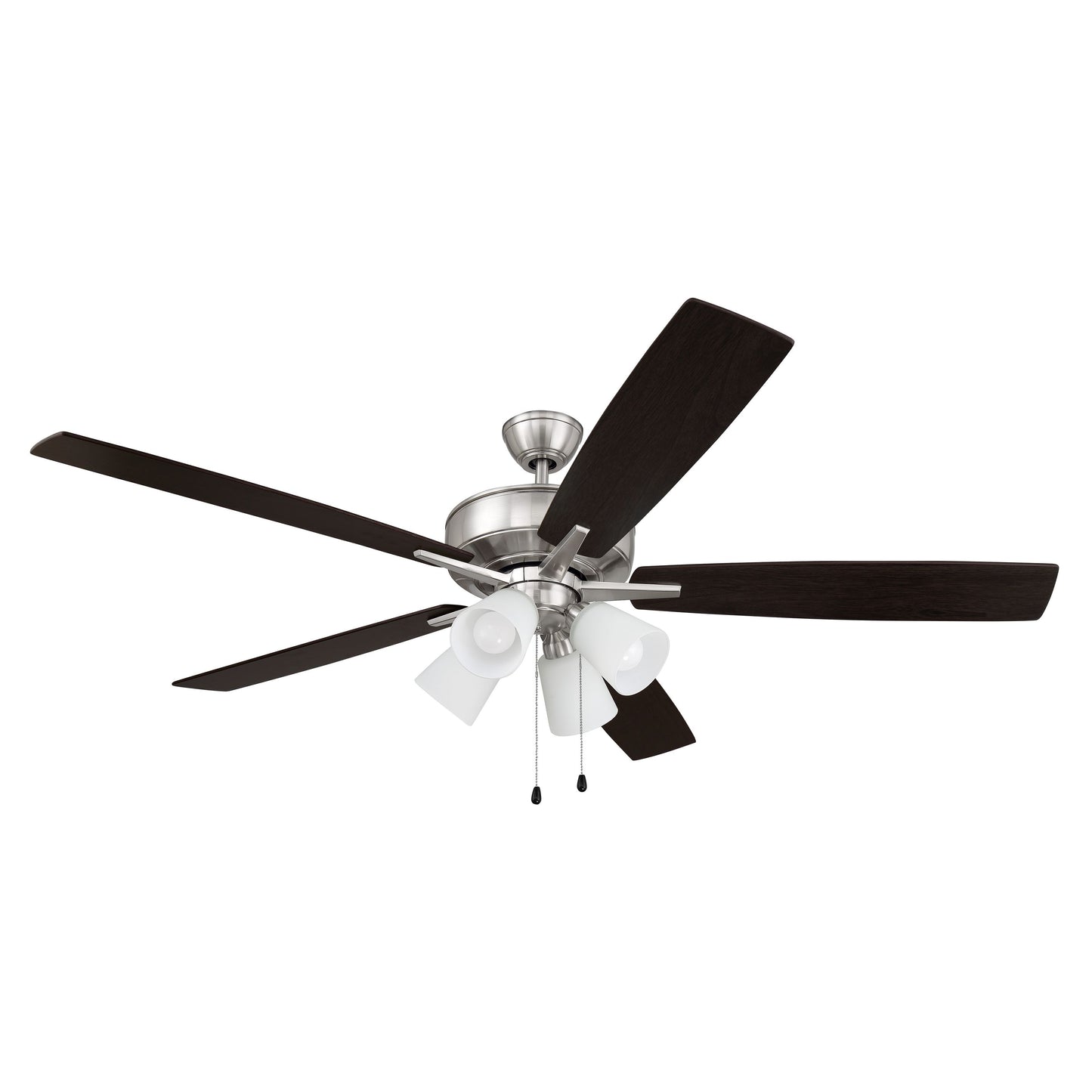 S114BNK5-60DWGWN - Super Pro 114 60" 5 Blade Ceiling Fan with Light Kit - Pull Chain - Brushed Polis