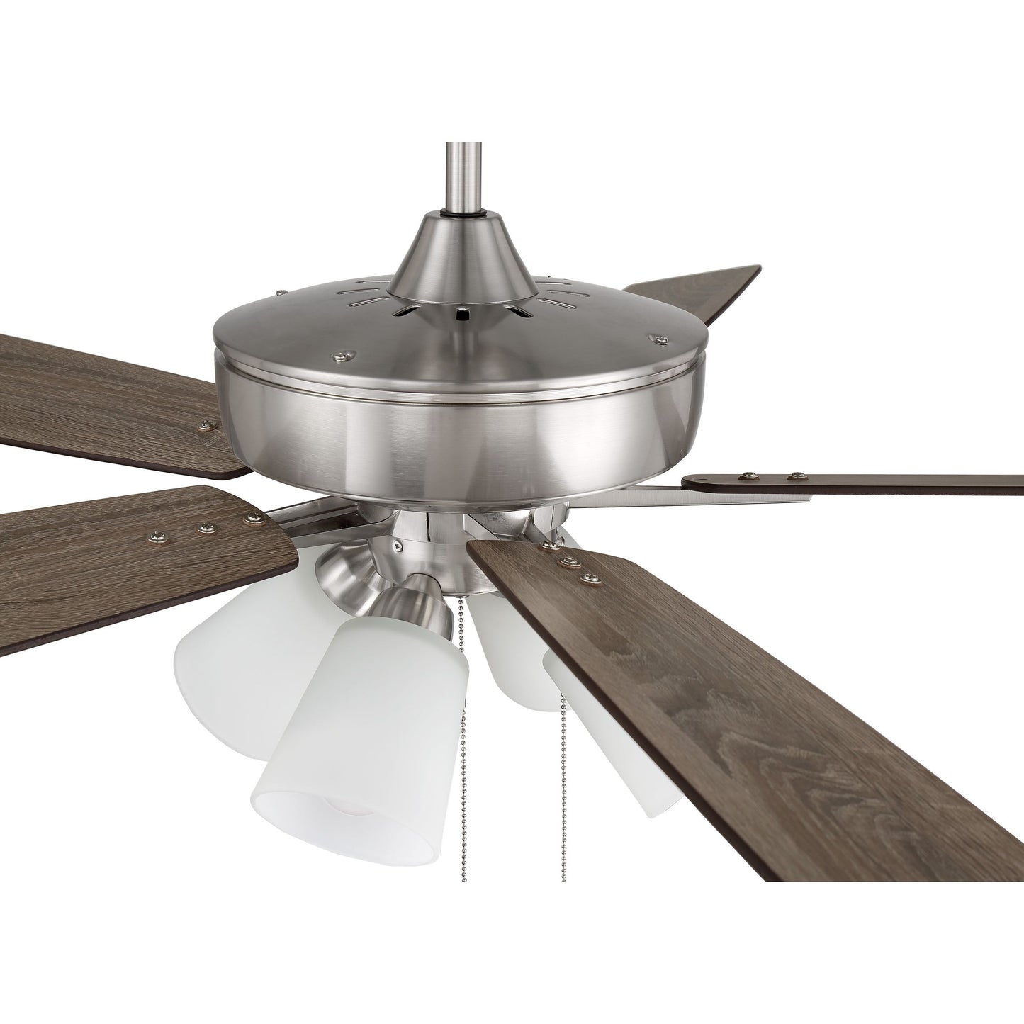 S114BNK5-60DWGWN - Super Pro 114 60" 5 Blade Ceiling Fan with Light Kit - Pull Chain - Brushed Polis