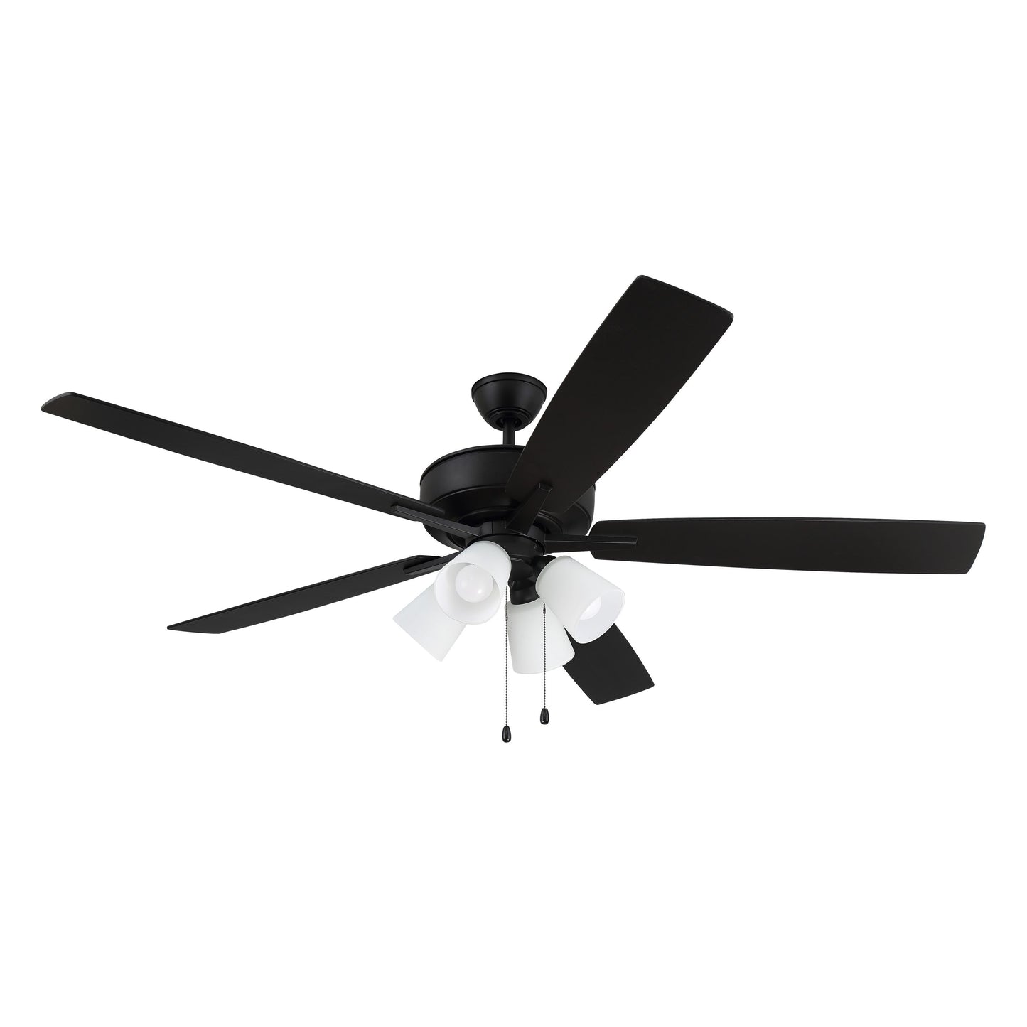 S114FB5-60FBGW - Super Pro 114 60" 5 Blade Ceiling Fan with Light Kit - Pull Chain - Flat Black