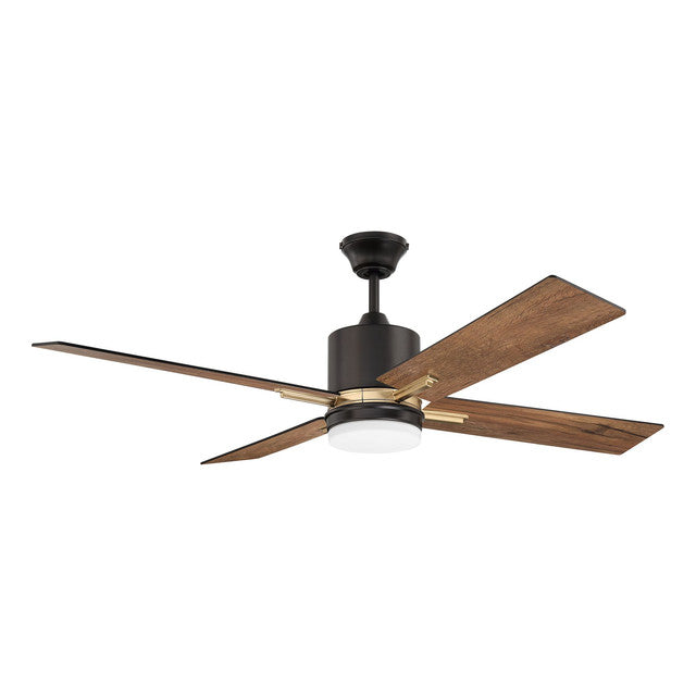 TEA52FBSB4 - Teana 52" 4 Blade Ceiling Fan with Light Kit - Wall Control - Flat Black / Satin Brass