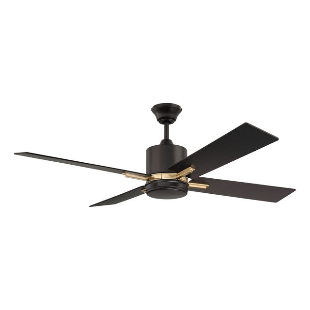 TEA52FBSB4 - Teana 52" 4 Blade Ceiling Fan with Light Kit - Wall Control - Flat Black / Satin Brass