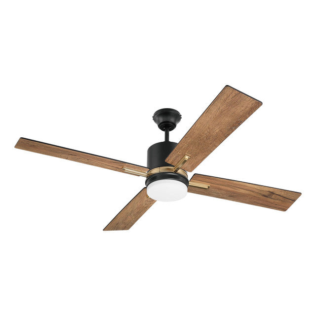 TEA52FBSB4 - Teana 52" 4 Blade Ceiling Fan with Light Kit - Wall Control - Flat Black / Satin Brass