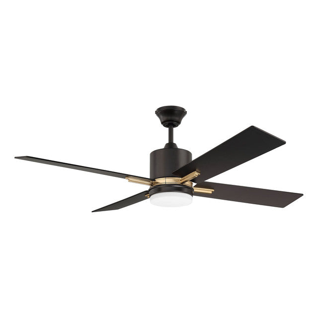 TEA52FBSB4 - Teana 52" 4 Blade Ceiling Fan with Light Kit - Wall Control - Flat Black / Satin Brass