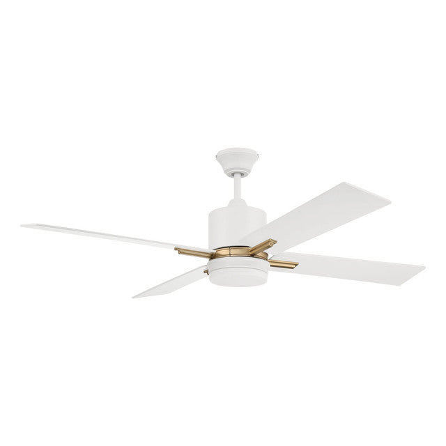 TEA52WSB4 - Teana 52" 4 Blade Ceiling Fan with Light Kit - Wall Control - White / Satin Brass