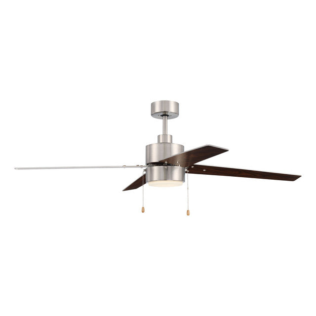 TER52BNK4 - Terie 52" 4 Blade Ceiling Fan with Light Kit - Pull Chain - Brushed Polished Nickel