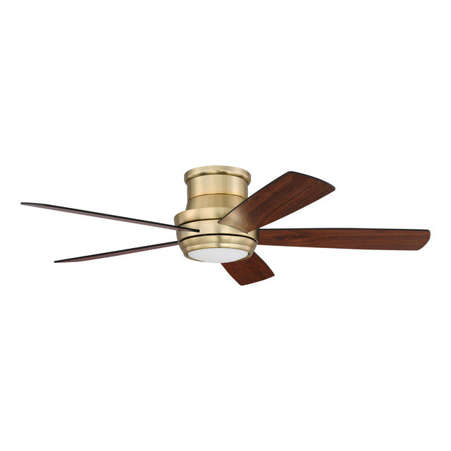 TMPH52SB5 - Tempo Hugger 52" 5 Blade Ceiling Fan with Light Kit - Remote & Wall Control - Satin Bras