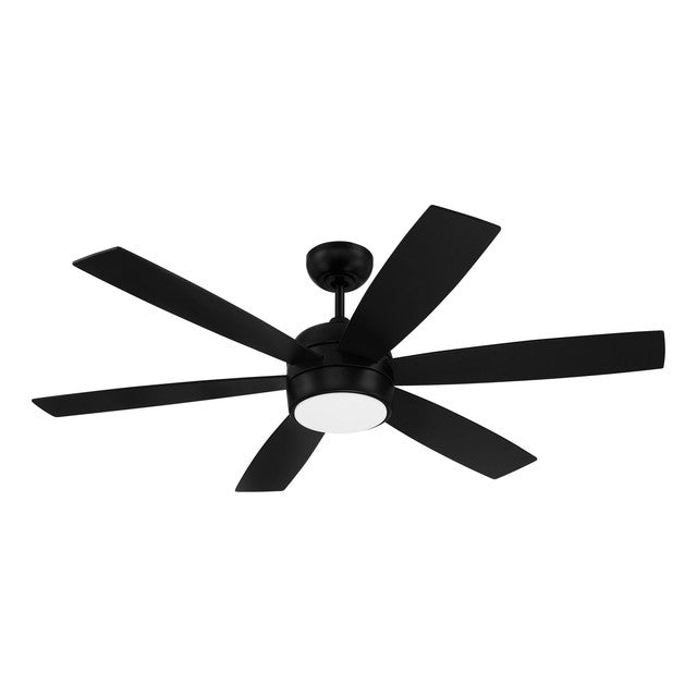 TRV52FB6 - Trevor 52" 6 Blade Indoor / Outdoor Ceiling Fan with Light Kit - Remote Control - Flat Bl