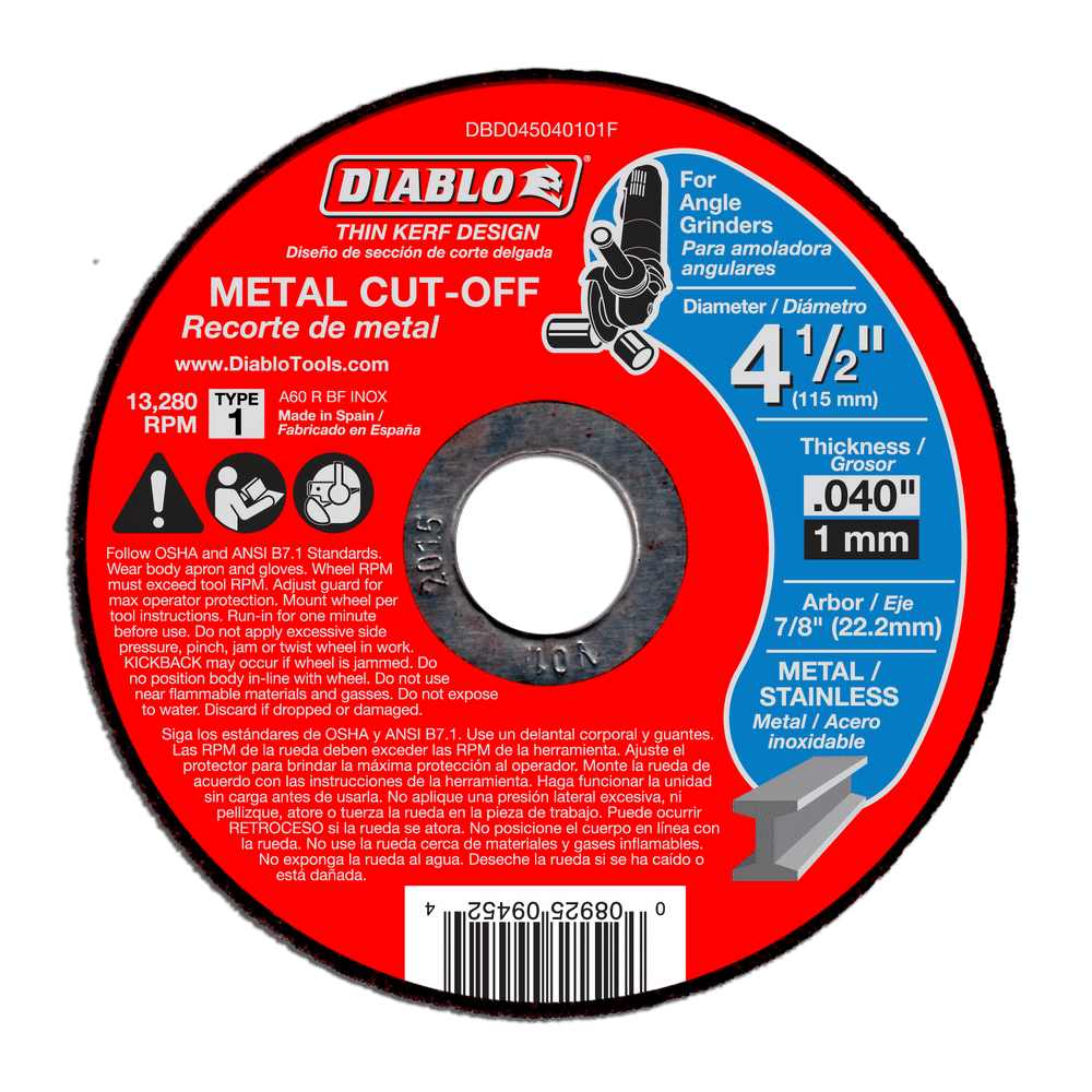 DBD045040101F - 4-1/2" Metal Cut Off Disc - Thin Kerf