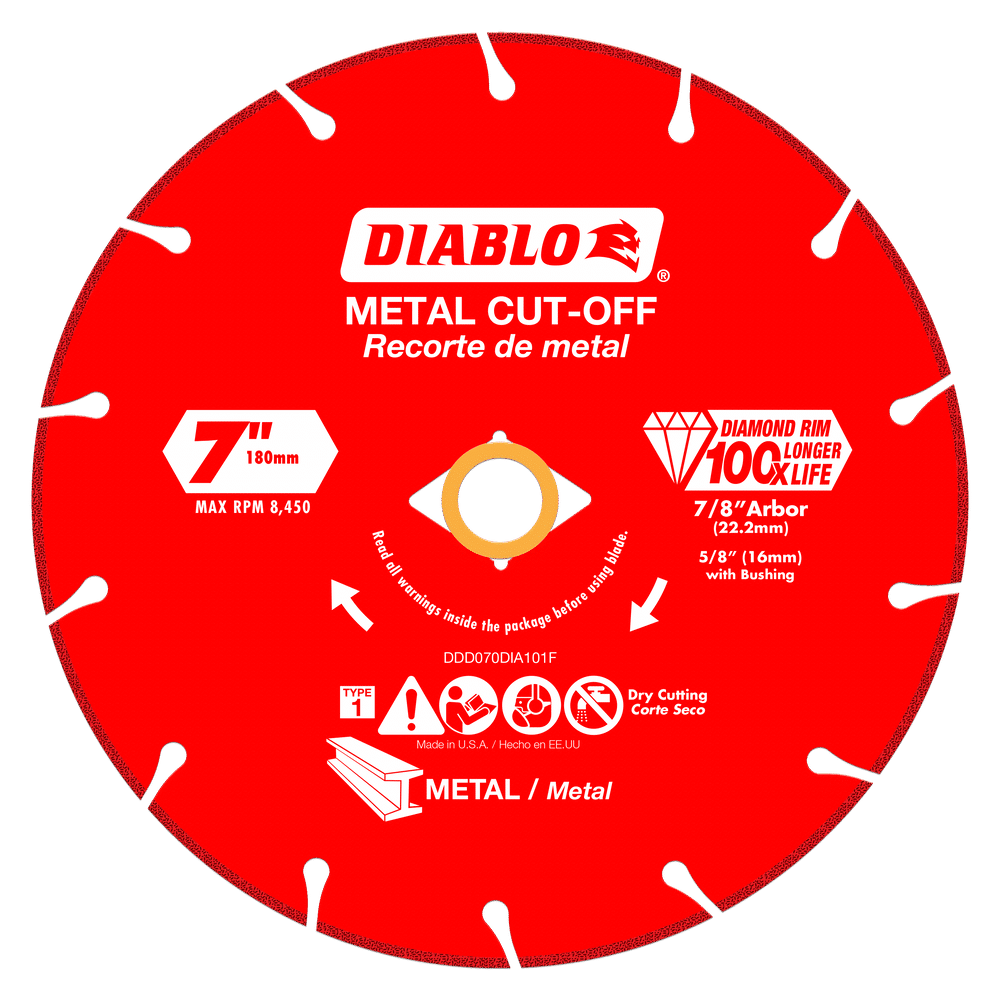 DDD070DIA101F - 7" Diamond Metal Cut-Off Blade