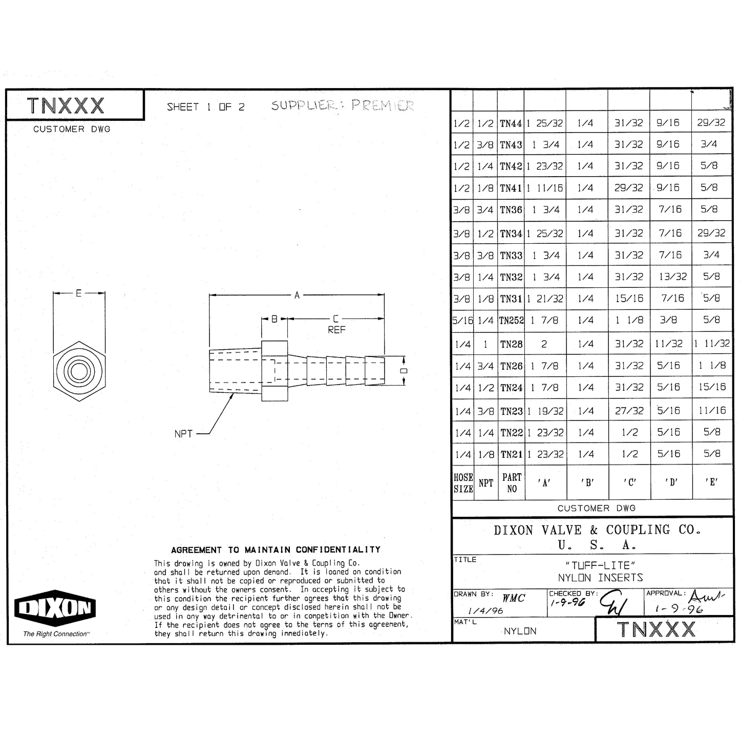 TN36 - 3/8" Hose Shank x 3/4" MNPT Tuff-Lite Insert