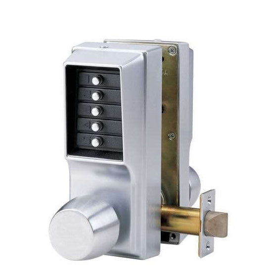 Back to Back Mechanical Pushbutton Lock with Knobs - 2-3/4" Backset - Satin Chrome