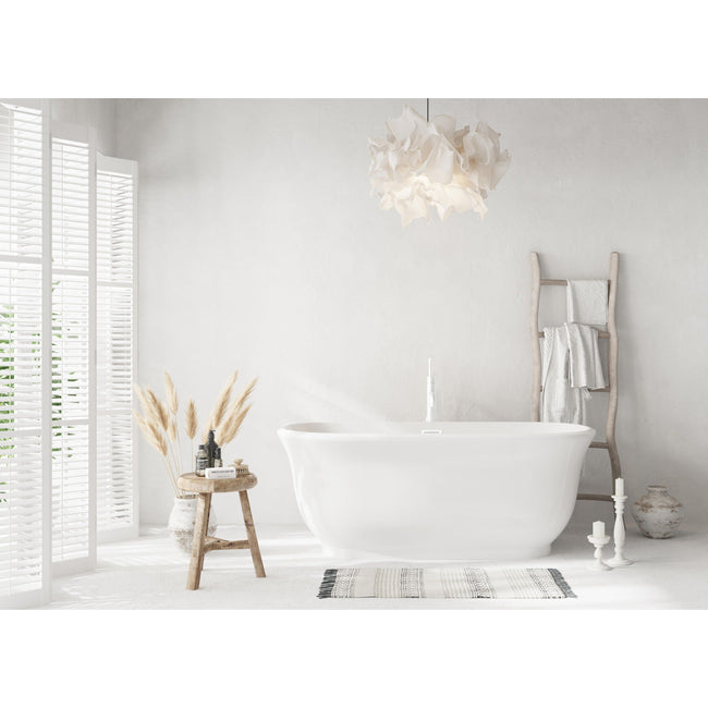 Coralie 59" Soaking Bathtub in Glossy White with Polished White Trim