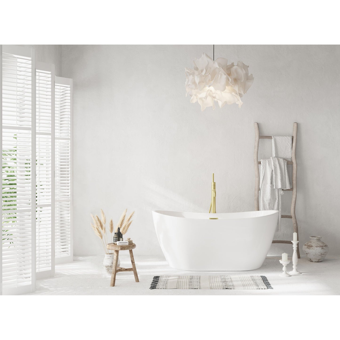 Ines 59" Soaking Bathtub in Glossy White