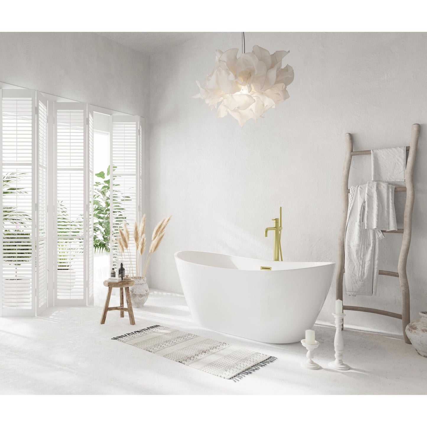 Ines 59" Soaking Bathtub in Glossy White