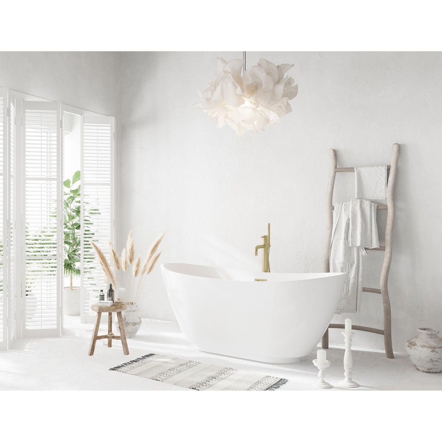 Ines 67" Soaking Bathtub in Glossy White