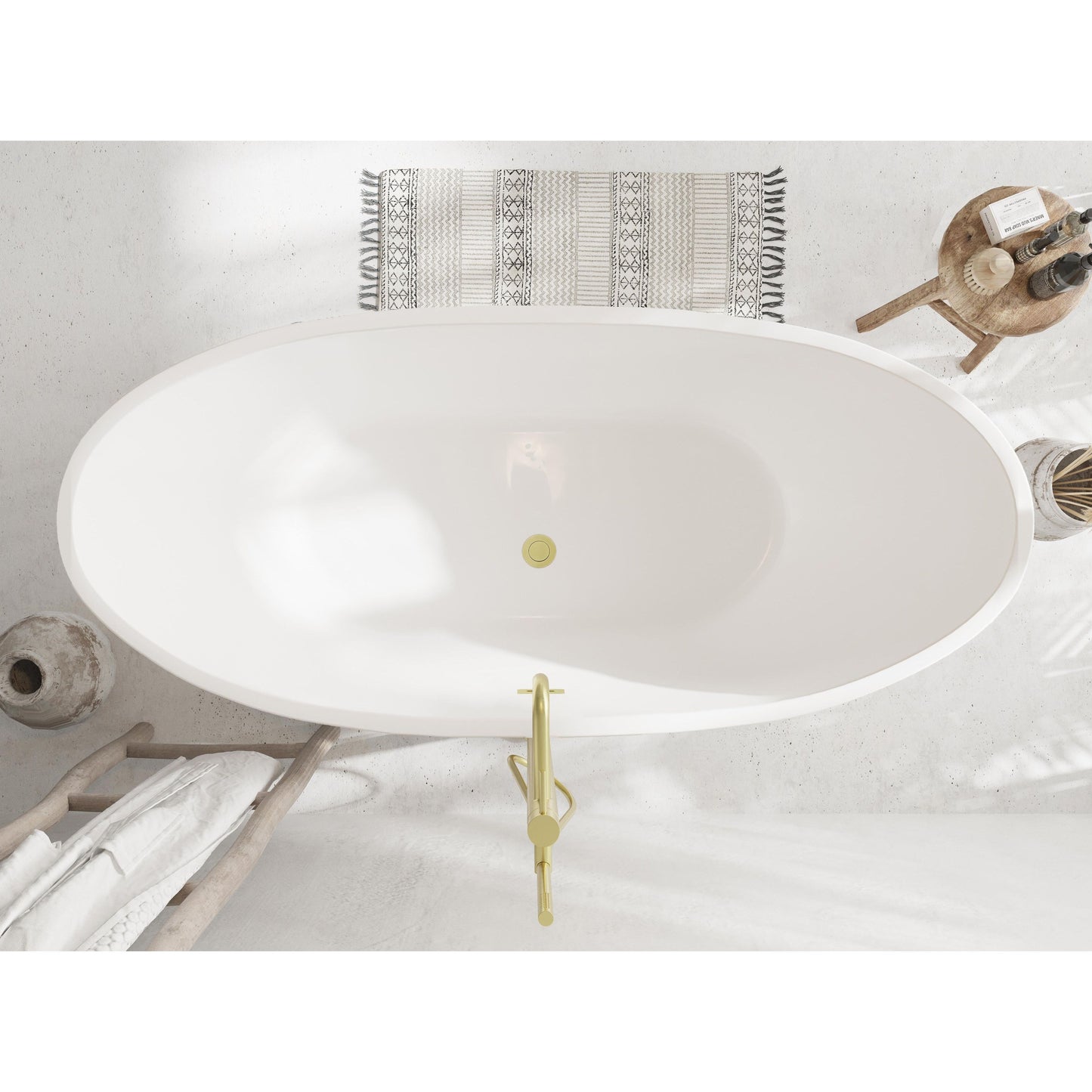 Ines 72" Soaking Bathtub in Glossy White