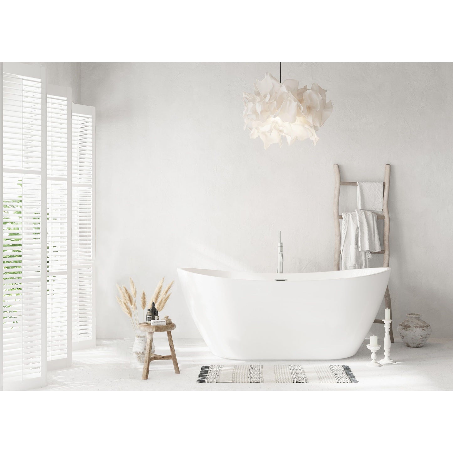 Ines 72" Soaking Bathtub in Glossy White