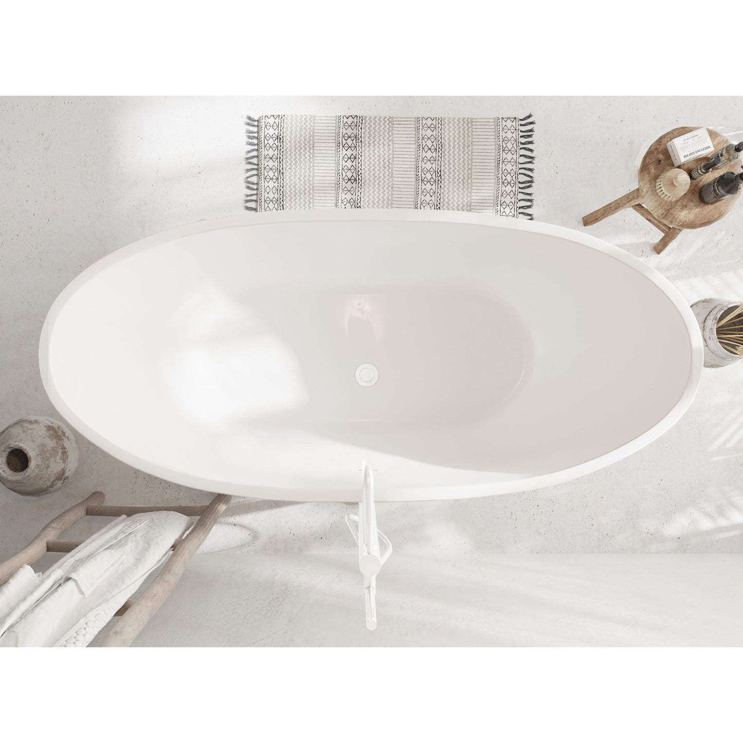 Ines 72" Soaking Bathtub in Glossy White