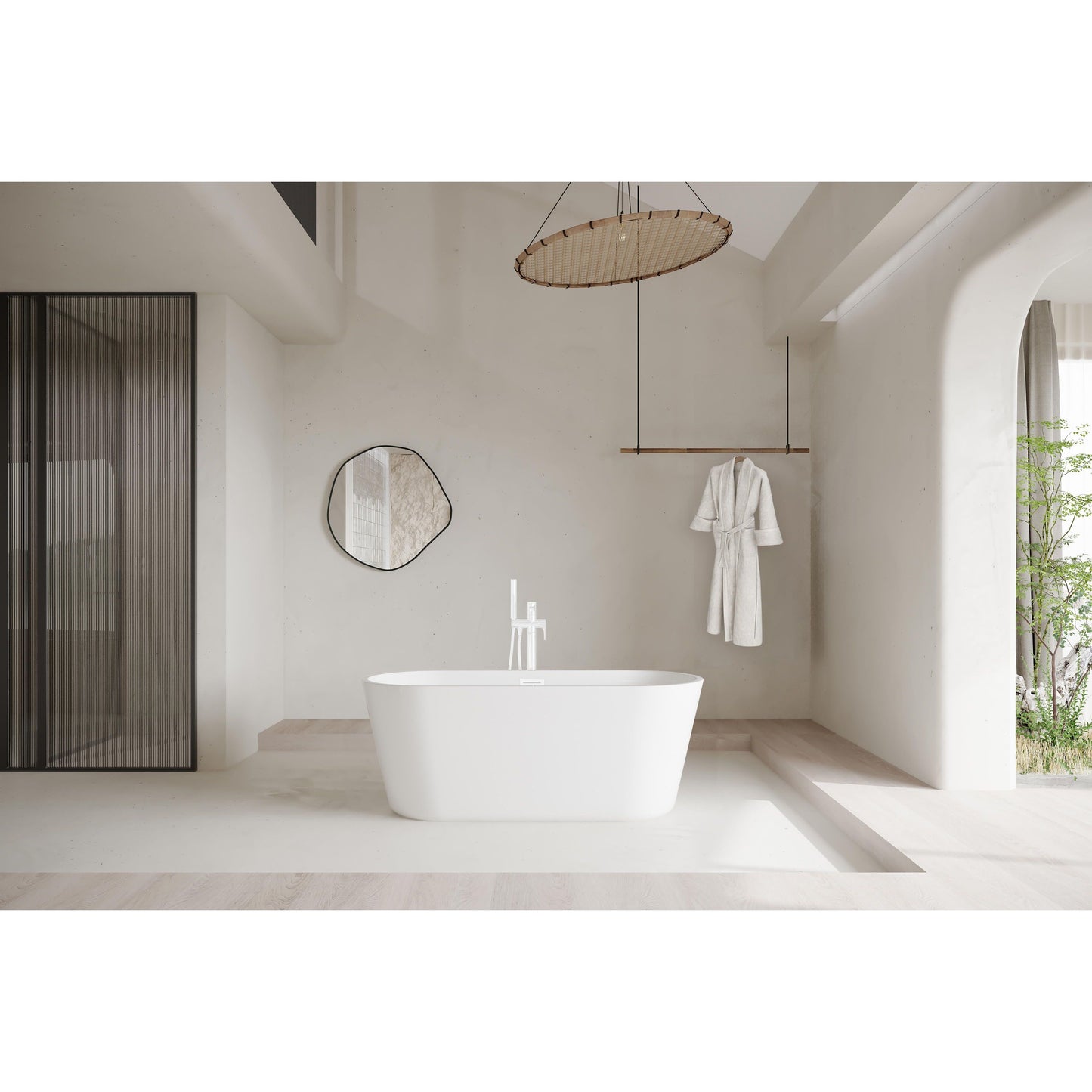 Odette 59" Soaking Bathtub in Glossy White