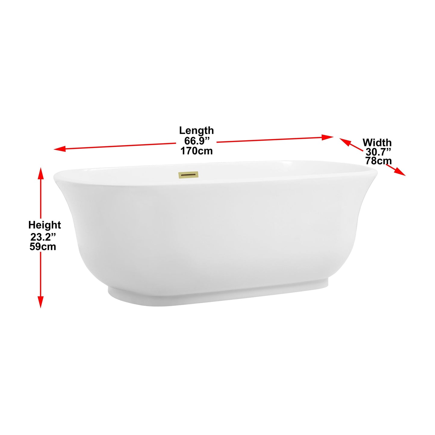 Coralie 67" Soaking Bathtub in Glossy White