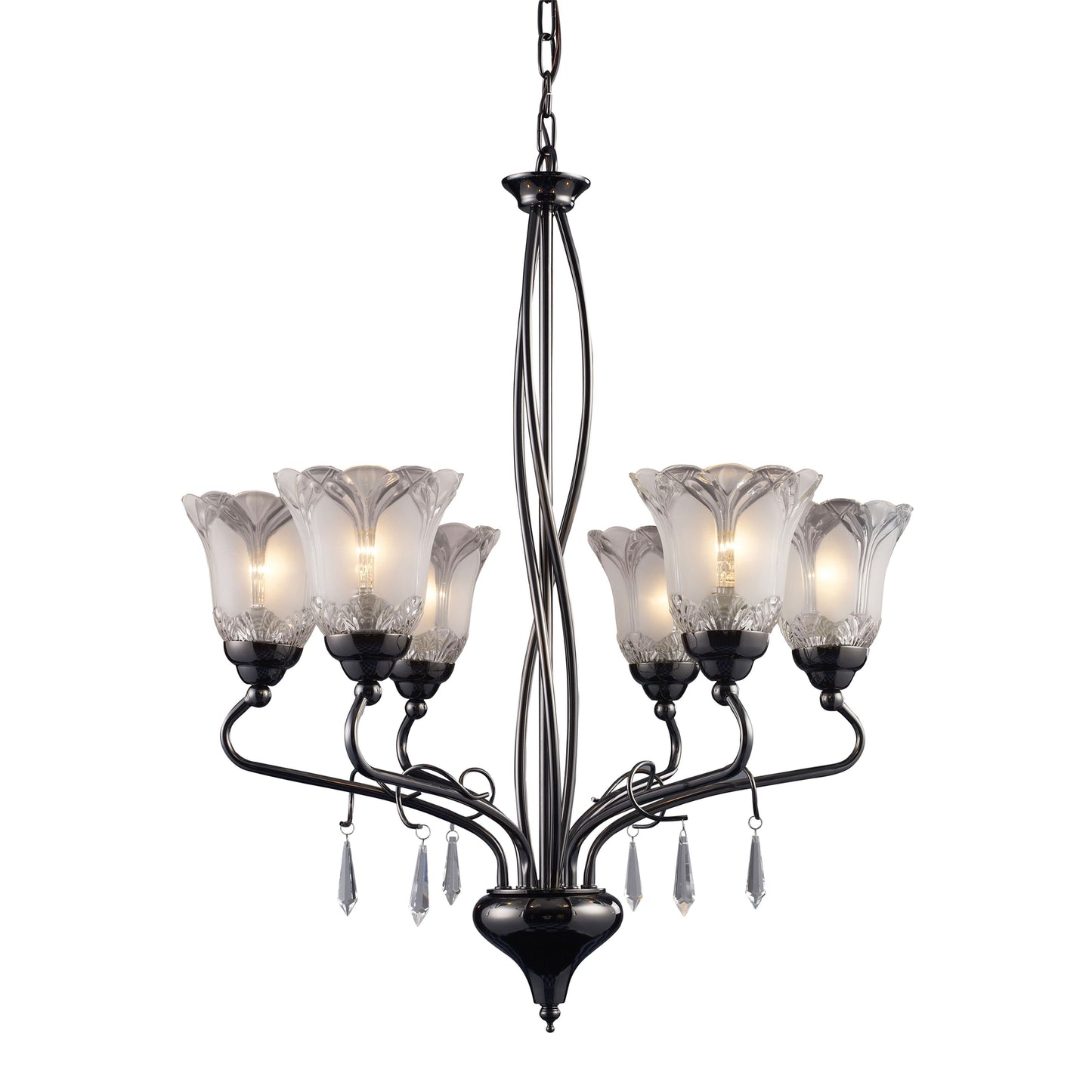 08076-BKC - Nouveau 24'' Wide 6-Light Chandelier - Black Chrome