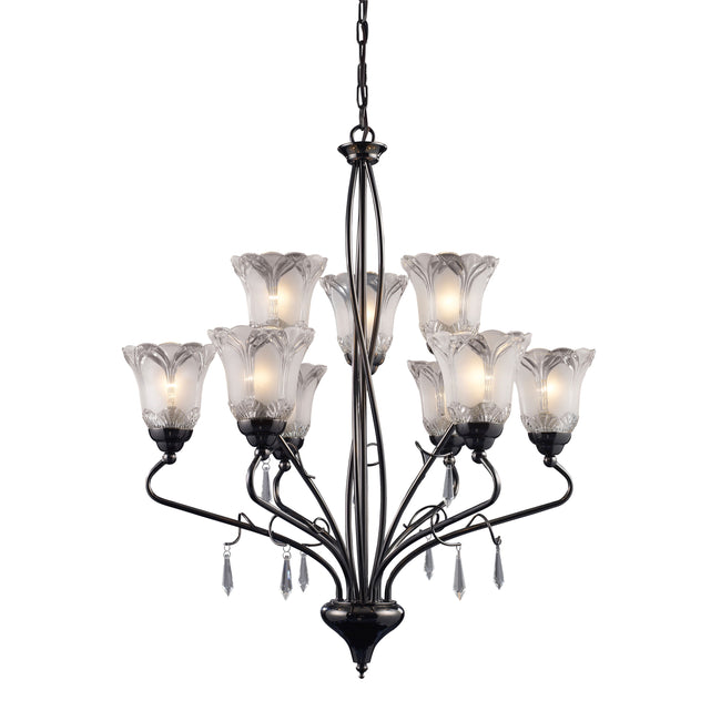 08079-BKC - Nouveau 26'' Wide 9-Light Chandelier - Black Chrome