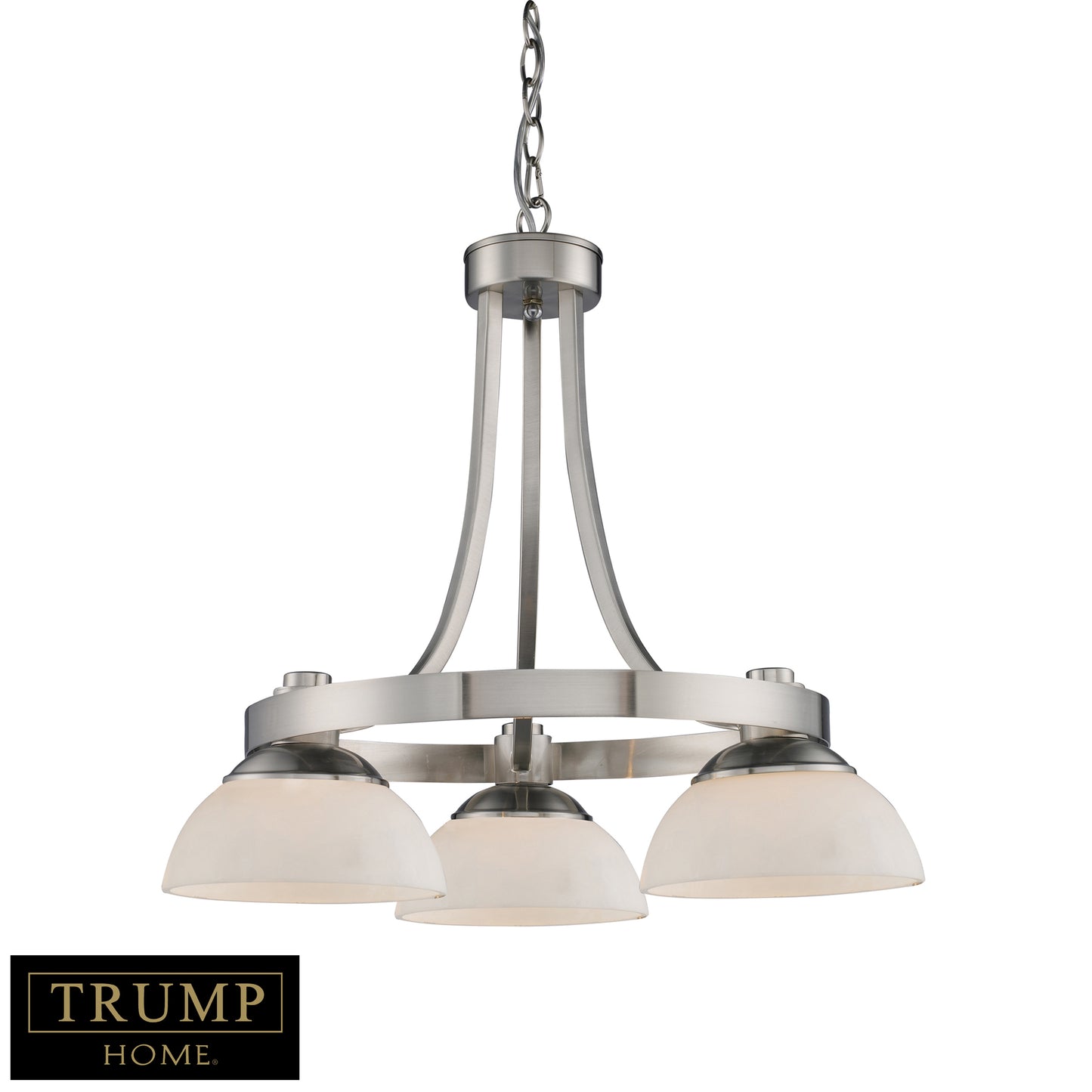 10205/3 - 3-Light Chandelier in Brushed Nickel with White Glass