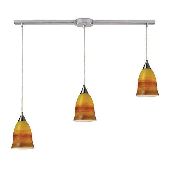 10218/3L-ERH - Horizon 3-Light Linear Pendant Fire in Satin Nickel