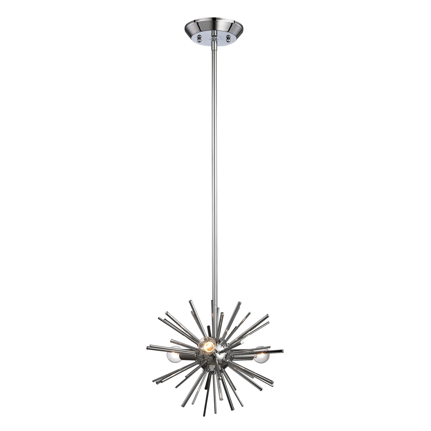 1140-026 - Starburst 12'' Wide 3-Light Mini Pendant - Polished Chrome