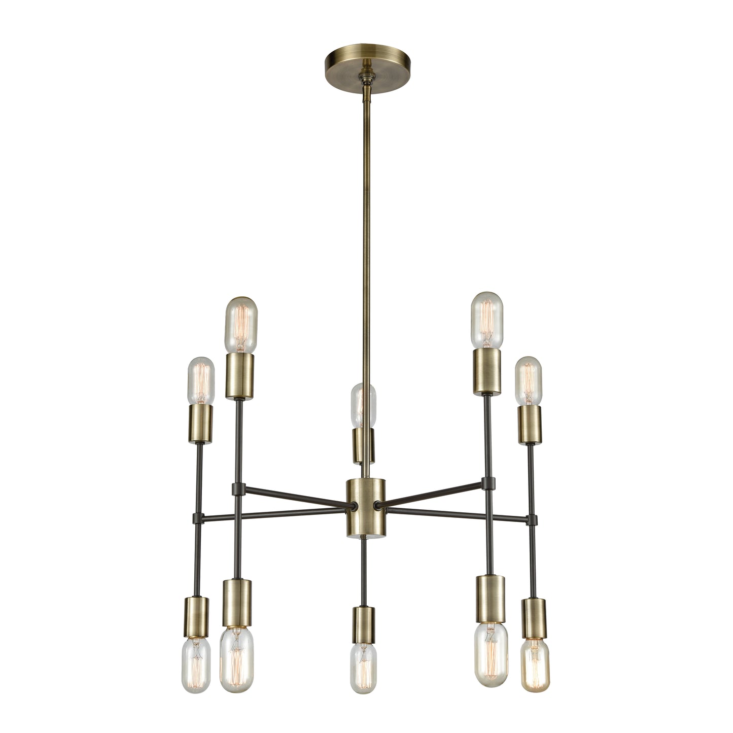 1141-027 - Up Down Century 24'' Wide 10-Light Chandelier - Antique Brass