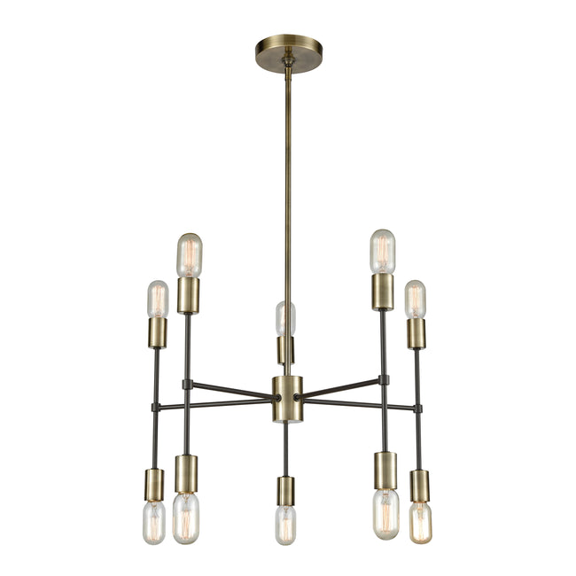 1141-027 - Up Down Century 24'' Wide 10-Light Chandelier - Antique Brass