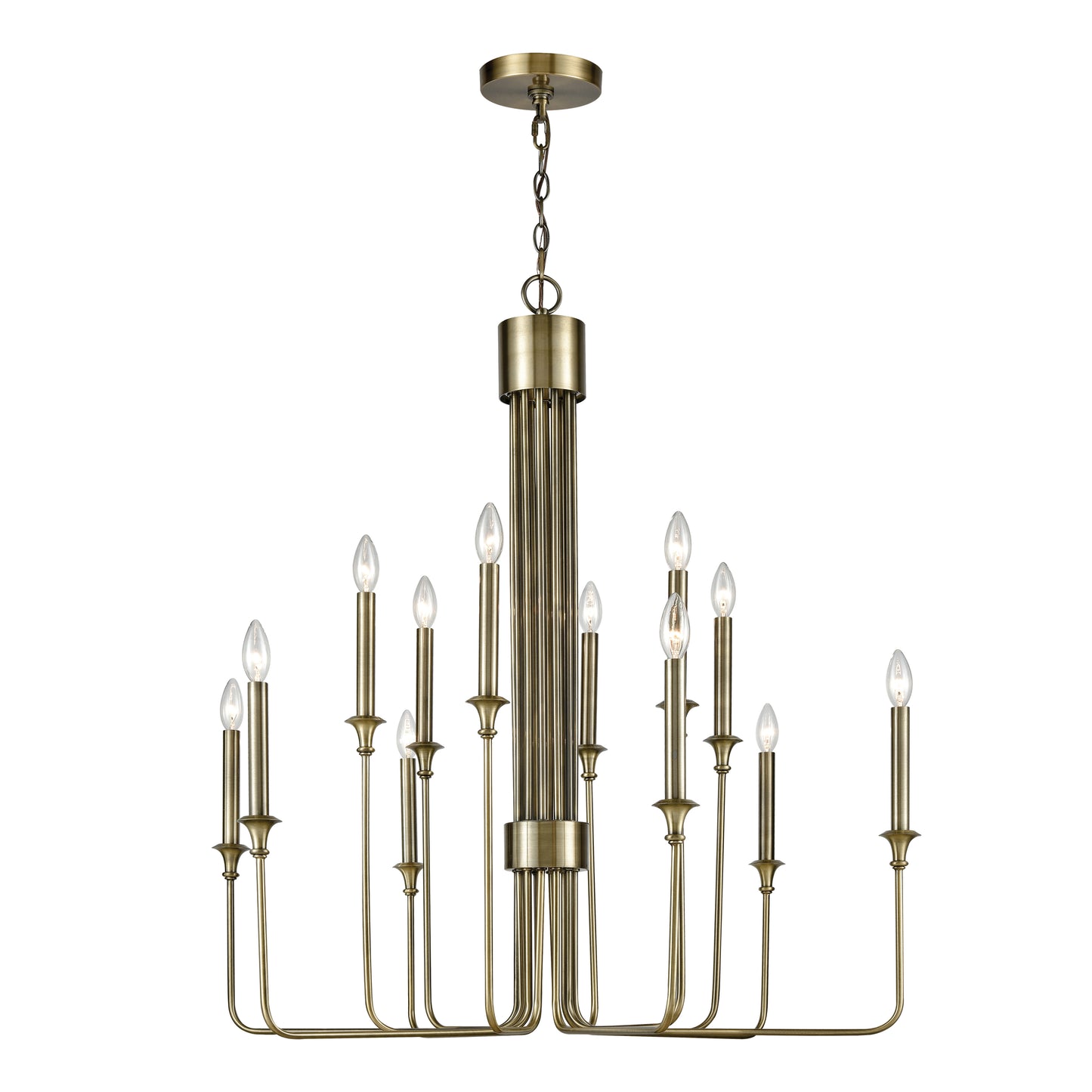 1141-037 - Edward 36'' Wide 12-Light Chandelier - Antique Brass