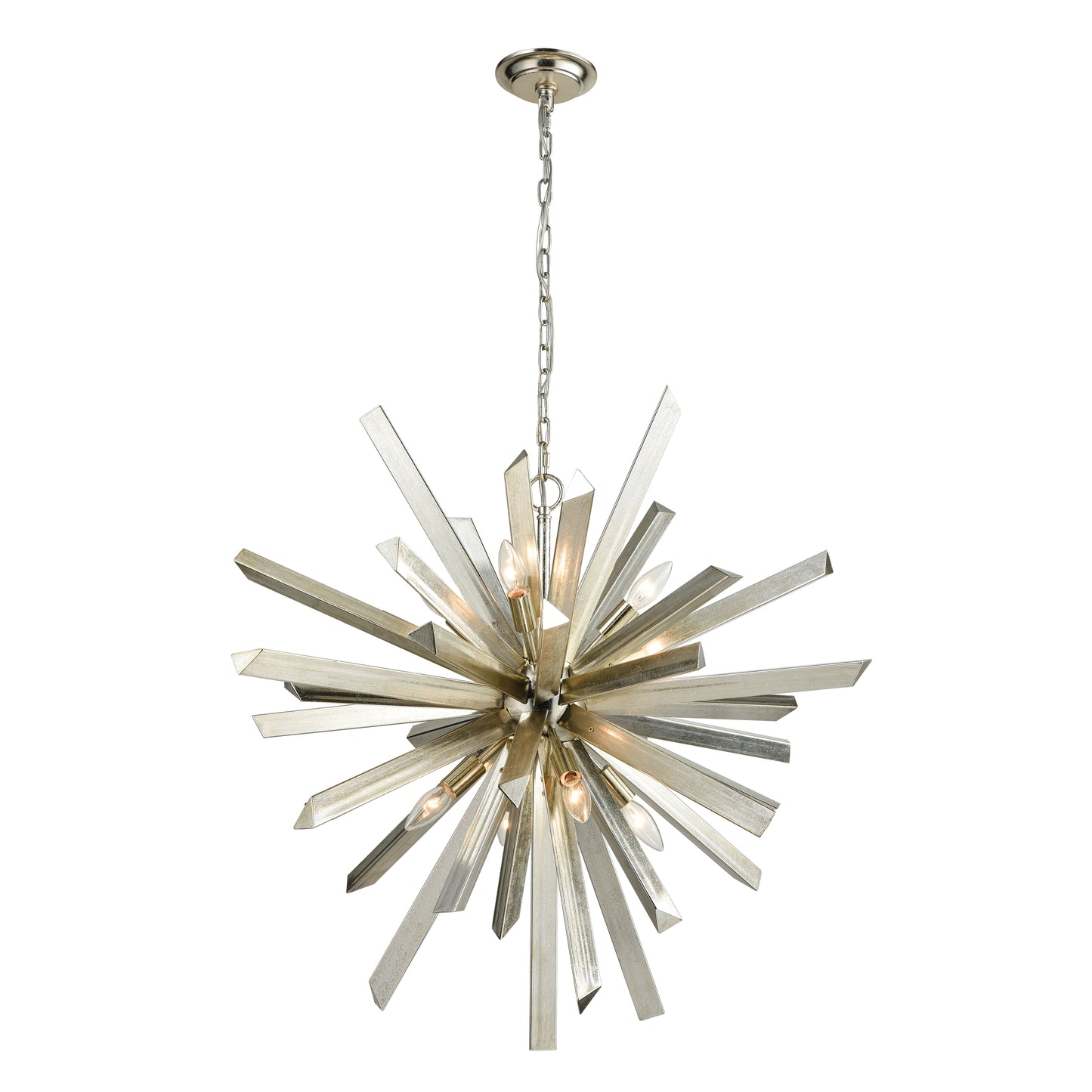 1141-073 - Cataclysm 30'' Wide 8-Light Chandelier - Silver Leaf