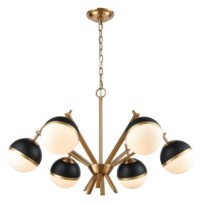 1141-074 - Blind Tiger 32'' Wide 6-Light Chandelier - Black