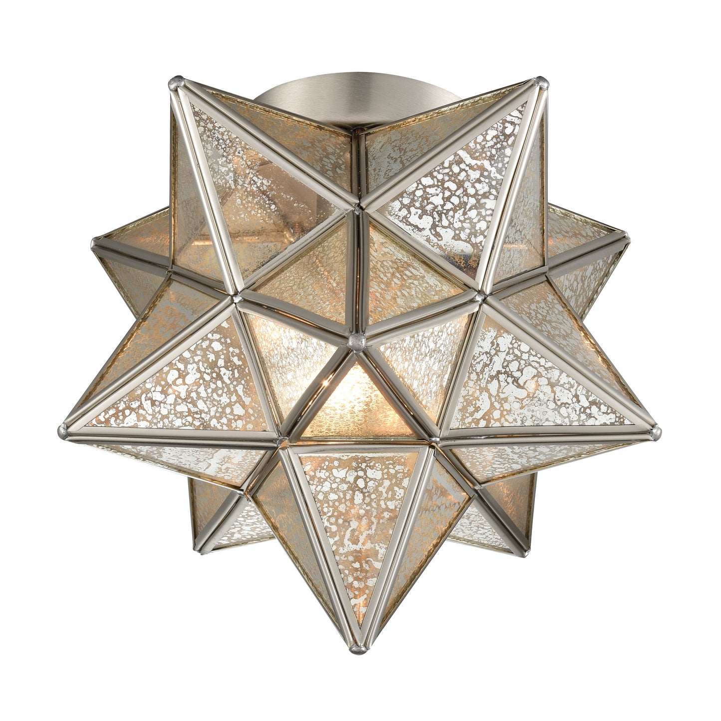 1145-011 - Moravian Star 10'' Wide 1-Light Flush Mount - Antique Nickel