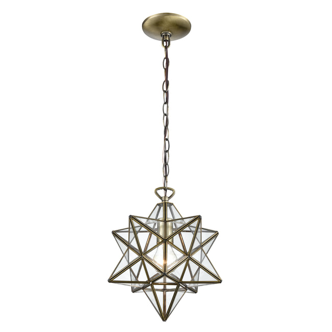 1145-020 - Moravian Star 12'' Wide 1-Light Mini Pendant - Antique Brass