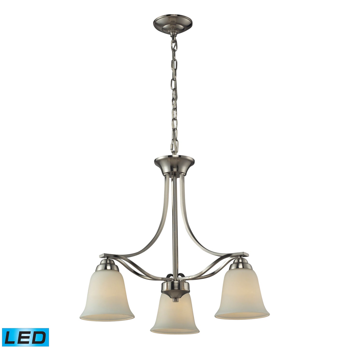 11522/3-LED - Malaga 3 Light Chandelier in Brushed Nickel - LED, 800 Lumens (2400 Lumens Total) with