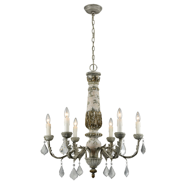 1202-005 - Genevieve 28'' Wide 6-Light Chandelier - Aged Cream