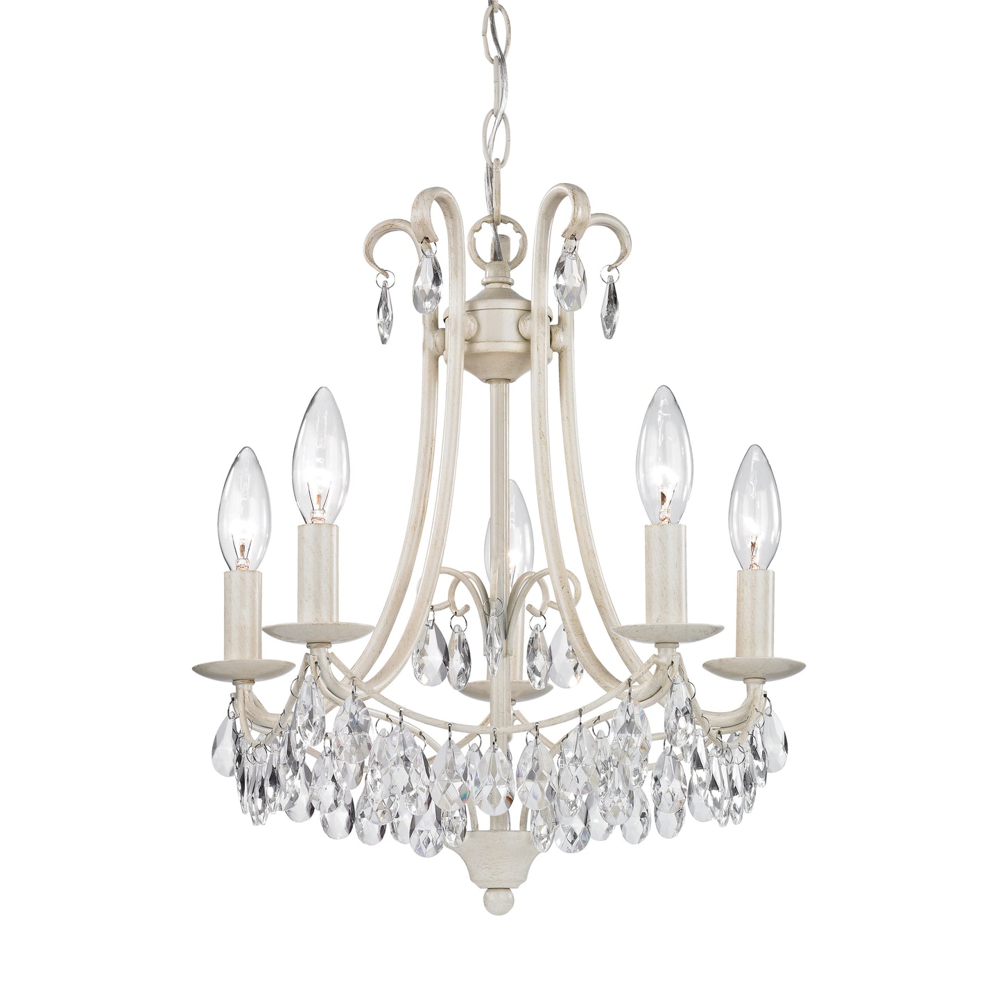 122-021 - Mini Victorian 14'' Wide 5-Light Chandelier - Antique Cream